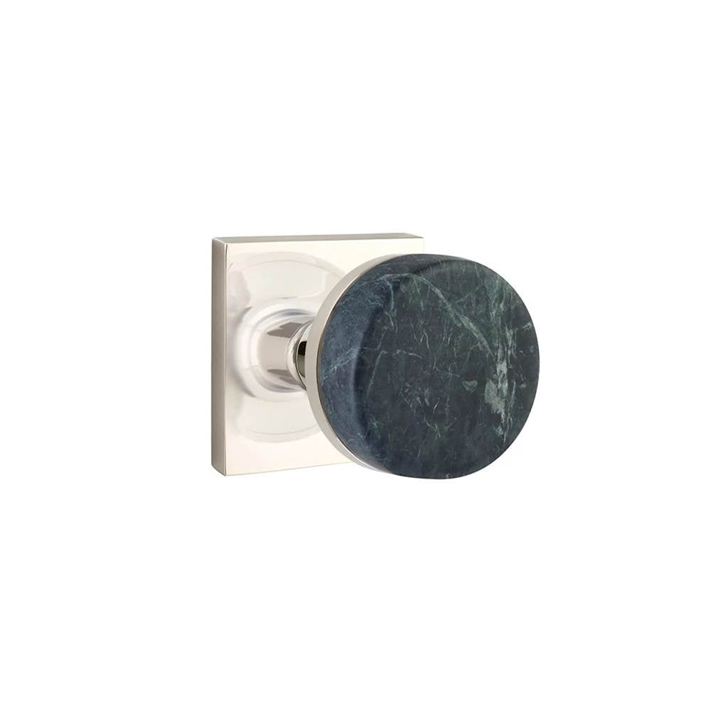 Emtek - Select Dummy, Square Rosette US14, Conical Stem US14, Green Marble Knob - Polished Nickel