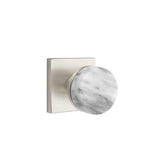 Emtek - Concealed Fastener Privacy, Square Rosette US15, Conical Stem US15, White Marble Knob - Satin Nickel