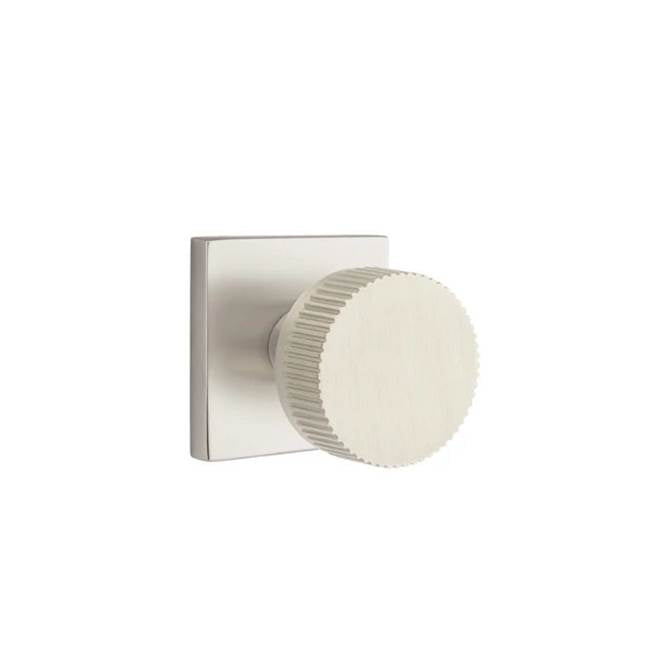 Emtek - Passage, Square Rosette US15, Conical Stem US15, Straight Knurled Knob US15 - Satin Nickel