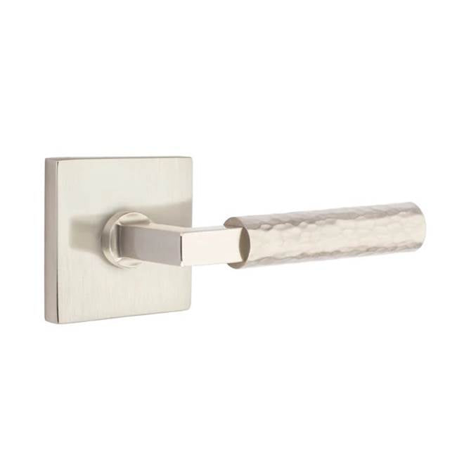 Emtek - Privacy, Square Rosette US15, L-Square Stem US15, Hammered Handle US15 LH - Satin Nickel