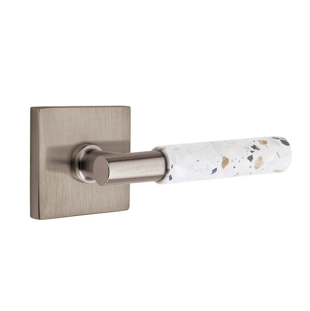 Emtek - Select Passage, Square Rosette US15A, T-Bar Stem US15A, Light Terrazzo Handle, RH - Pewter
