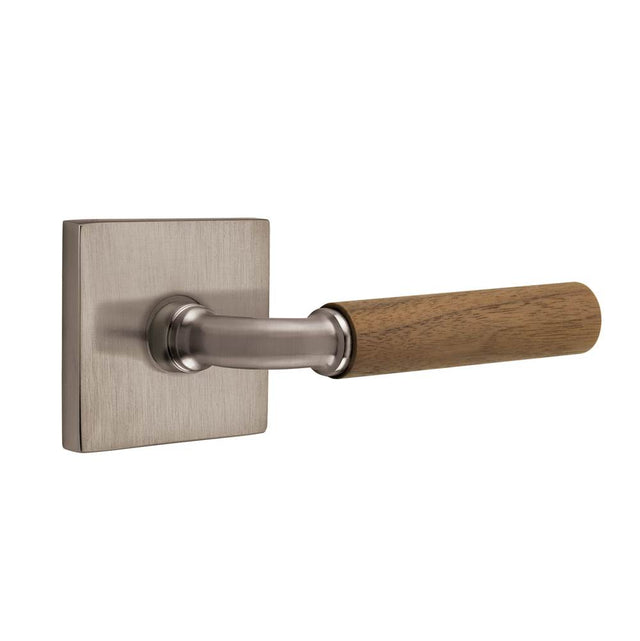 Emtek - Select Passage, Square Rosette US15A, R-Bar Stem US15A, Dark Walnut Handle, LH - Pewter