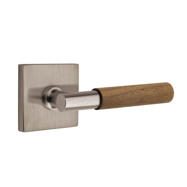 Emtek - Select Passage, Square Rosette US15A, T-Bar Stem US15A, Dark Walnut Handle, RH - Pewter