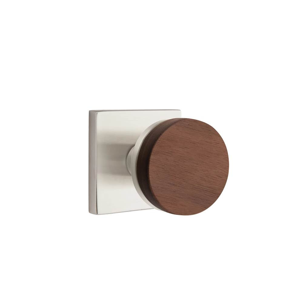 Emtek - Concealed Fastener, Select Privacy, Square Rosette US15, Conical Stem US15, Dark Walnut Knob - Satin Nickel
