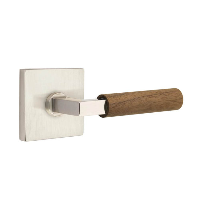 Emtek - Select Dummy, Square Rosette US15, L-Square Stem US15, Dark Walnut Handle - Satin Nickel
