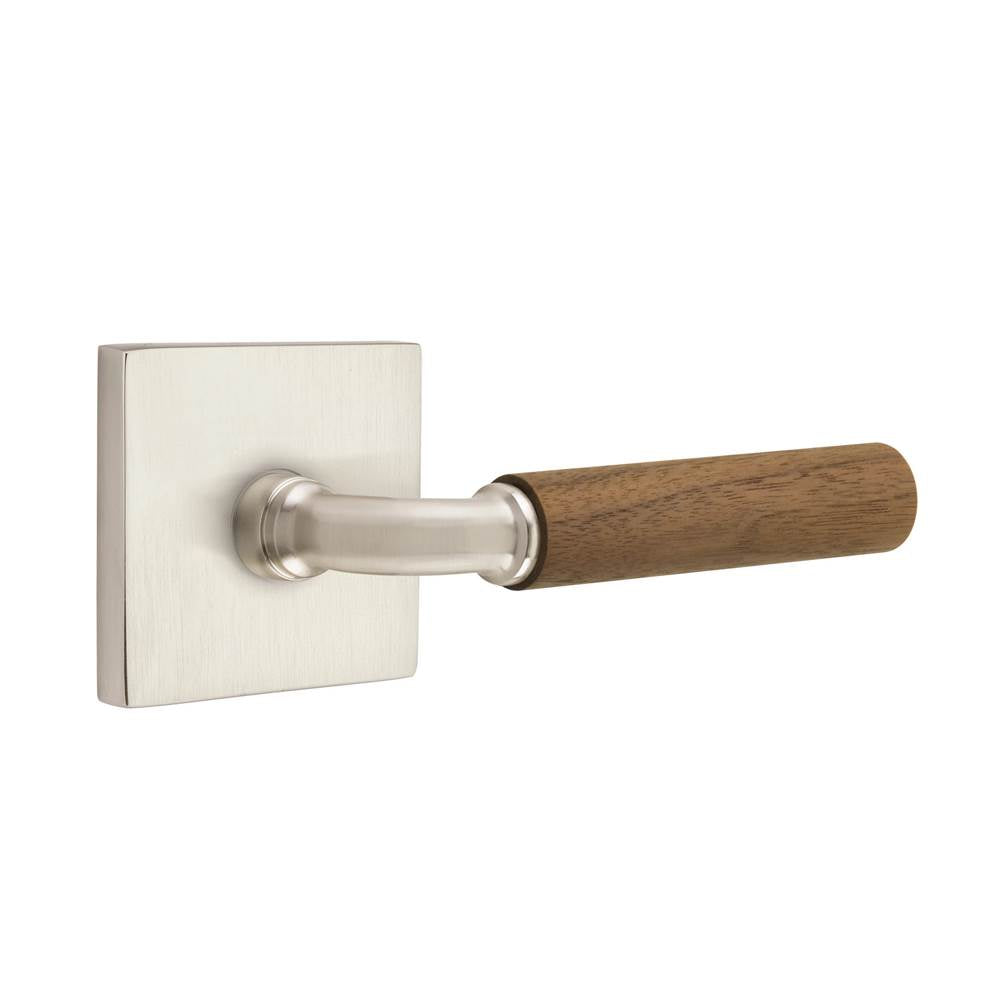 Emtek - Concealed Fastener, Select Passage, Square Rosette US15, R-Bar Stem US15, Dark Walnut Handle - Satin Nickel