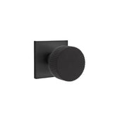 Emtek - Concealed Fastener Passage, Square Rosette US19, Conical Stem US19, Straight Knurled Knob US19 - Flat Black