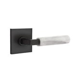 Emtek - Passage, Square Rosette US19, L-Square Stem US19, White Marble Handle, LH - Flat Black