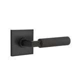 Emtek - Privacy, Square Rosette US19, L-Square Stem US19, Straight Knurled Handle US19 RH - Flat Black