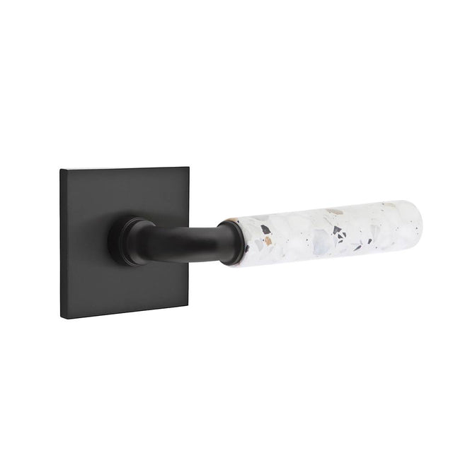Emtek - Select Passage, Square Rosette US19, R-Bar Stem US19, Light Terrazzo Handle, LH - Flat Black