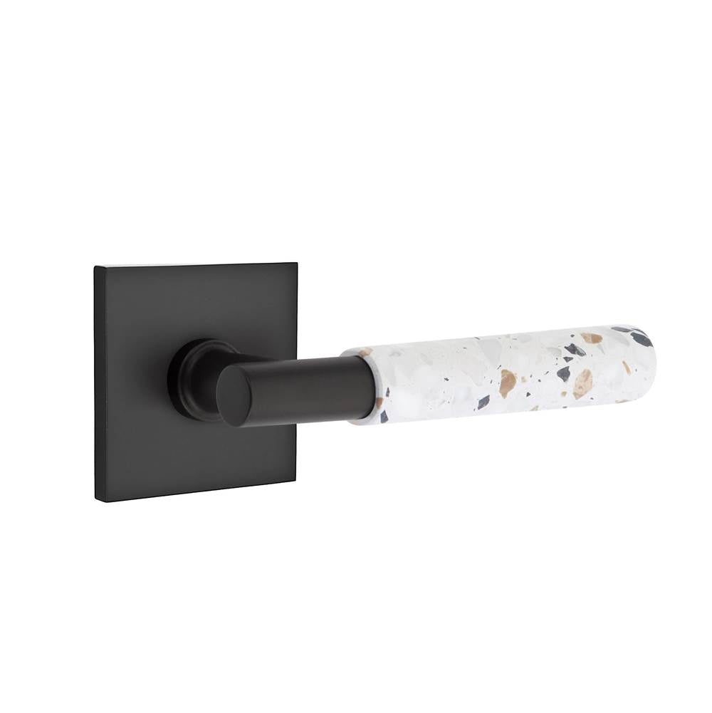Emtek - Select Passage, Square Rosette US19, T-Bar Stem US19, Light Terrazzo Handle, LH - Flat Black