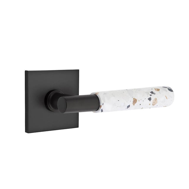 Emtek - Select Passage, Square Rosette US19, T-Bar Stem US19, Light Terrazzo Handle, RH - Flat Black