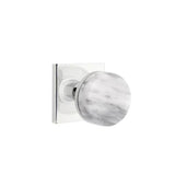 Emtek - Passage, Square Rosette US26, Conical Stem US26, White Marble Knob - Polished Chrome