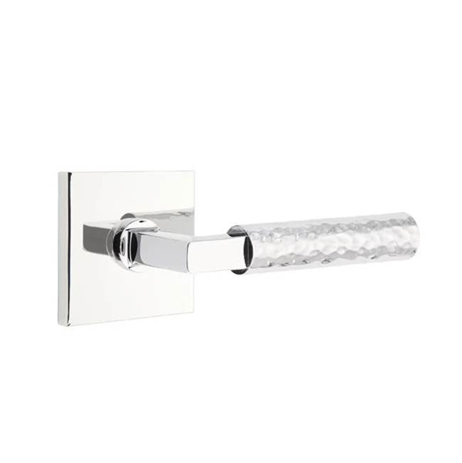 Emtek - Privacy, Square Rosette US26, L-Square Stem US26, Hammered Handle US26 RH - Polished Chrome