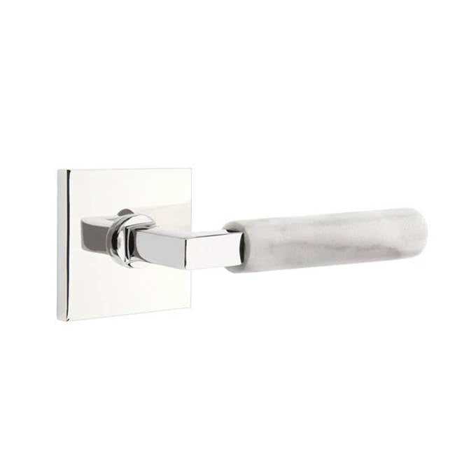 Emtek - Dummy, Square Rosette US26, L-Square Stem US26, White Marble Handle - Polished Chrome