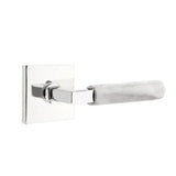 Emtek - Privacy, Square Rosette US26, L-Square Stem US26, White Marble Handle, LH - Polished Chrome