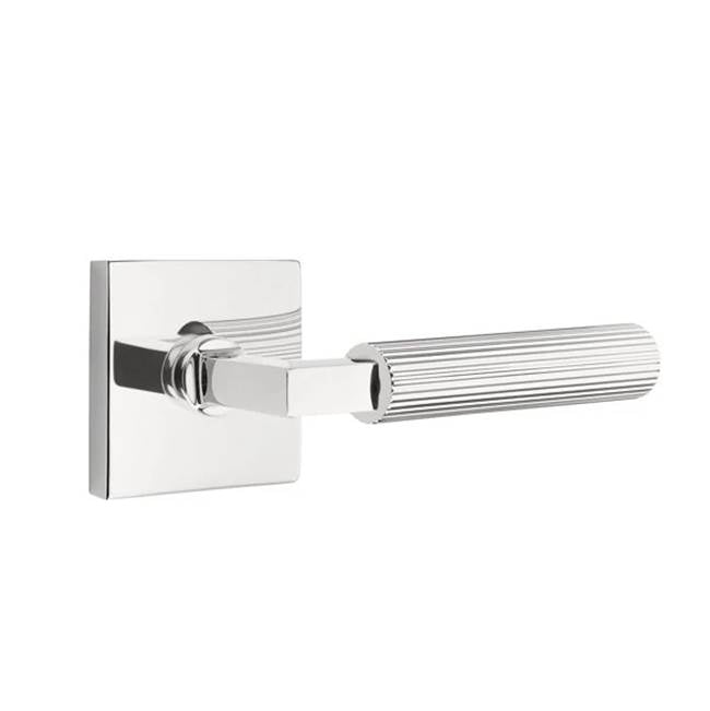 Emtek - Passage, Square Rosette US26, L-Square Stem US26, Straight Knurled Handle US26 RH - Polished Chrome