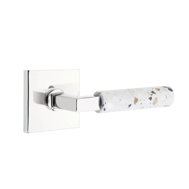 Emtek - Select Passage, Square Rosette US26, L-Square Stem US26, Light Terrazzo Handle, LH - Polished Chrome