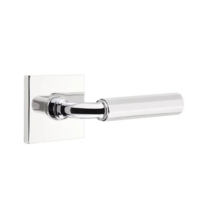 Emtek - Privacy, Square Rosette US26, R-Bar Stem US26, Faceted Handle US26 RH - Polished Chrome