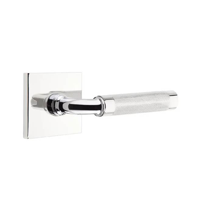 Emtek - Passage, Square Rosette US26, R-Bar Stem US26, Knurled Handle US26 RH - Polished Chrome