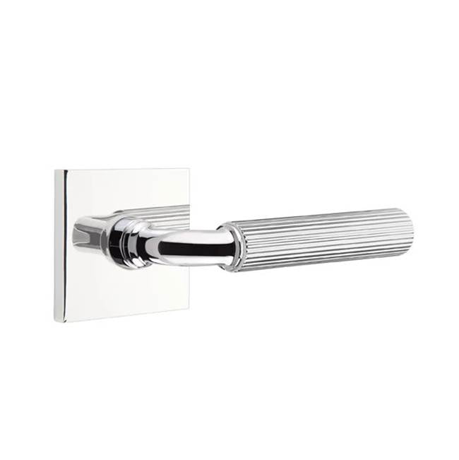 Emtek - Passage, Square Rosette US26, R-Bar Stem US26, Straight Knurled Handle US26 RH - Polished Chrome