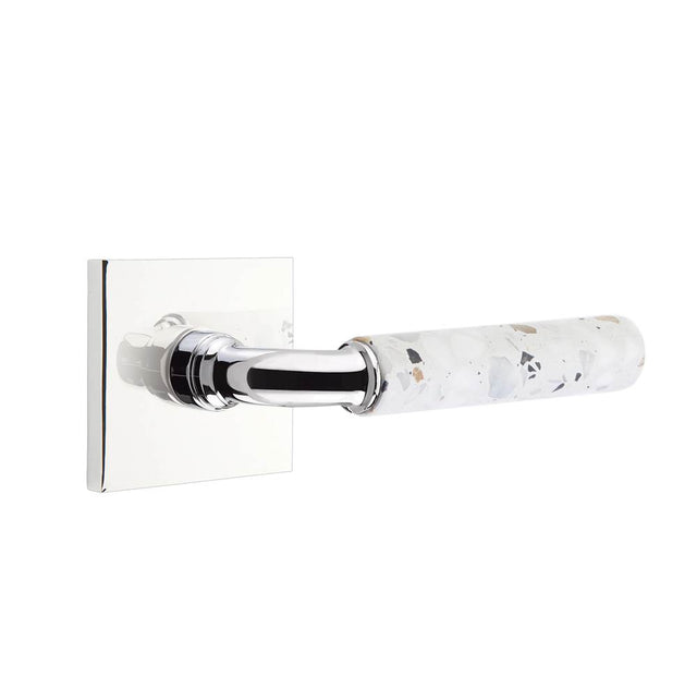 Emtek - Select Passage, Square Rosette US26, R-Bar Stem US26, Light Terrazzo Handle, LH - Polished Chrome