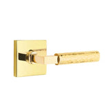 Emtek - Passage, Square Rosette US3NL, L-Square Stem US3NL, Hammered Handle US3NL LH - Unlacquered Brass