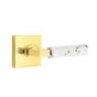 Emtek - Select Privacy, Square Rosette US3NL, L-Square Stem US3NL, Light Terrazzo Handle, RH - Unlacquered Brass