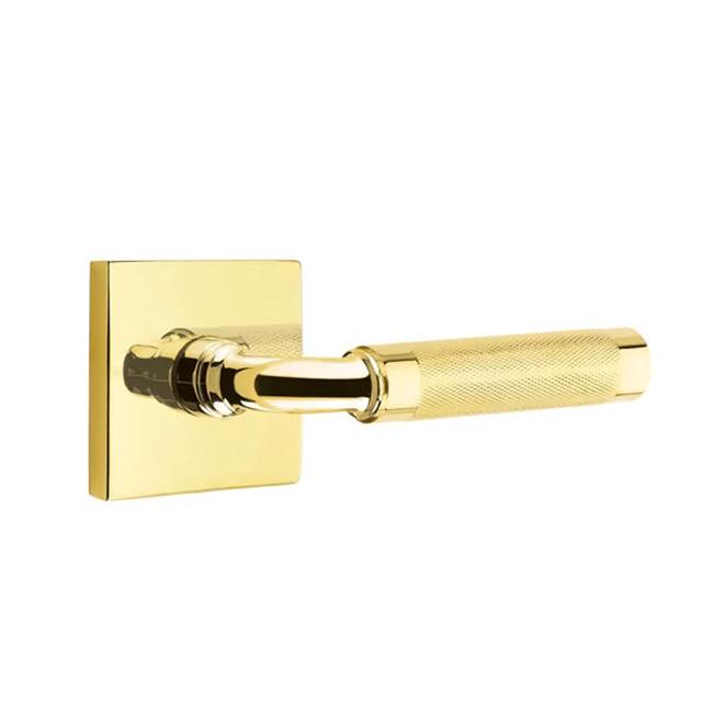 Emtek - Passage, Square Rosette US3NL, R-Bar Stem US3NL, Knurled Handle US3NL RH - Unlacquered Brass