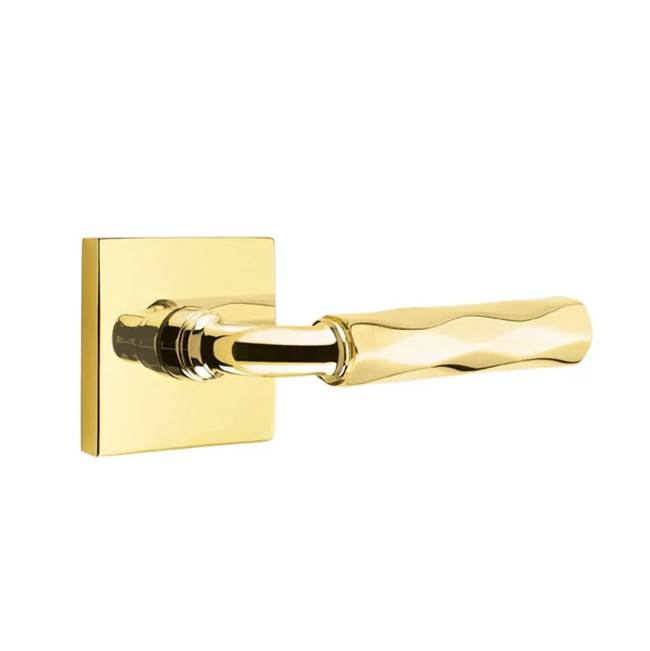 Emtek - Privacy, Square Rosette US3NL, R-Bar Stem US3NL, Tribeca Handle US3NL LH - Unlacquered Brass