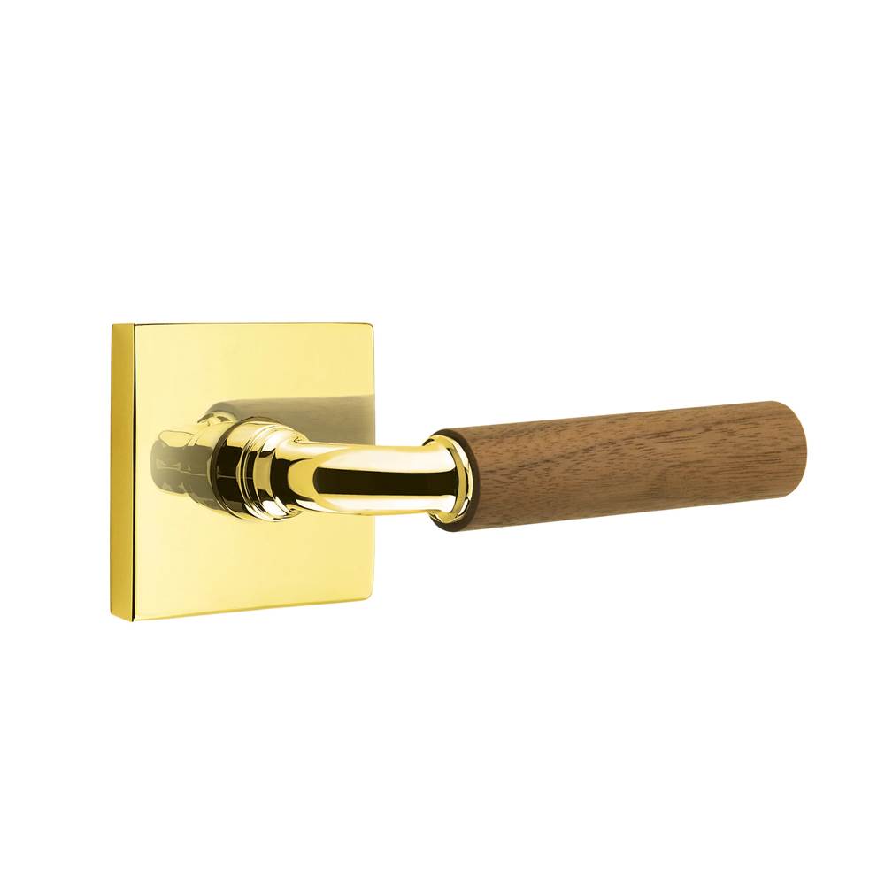 Emtek - Select Dummy, Square Rosette US3NL, R-Bar Stem US3NL, Dark Walnut Handle - Unlacquered Brass