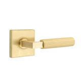 Emtek - Concealed Fastener, Passage, Square Rosette US4, L-Square Stem US4, Straight Knurled Handle US4 - Satin Brass
