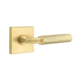 Emtek - Concealed Fastener Privacy, Square Rosette US4, R-Bar Stem US4, Straight Knurled Handle US4 - Satin Brass