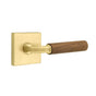 Emtek - Select Privacy, Square Rosette US4, R-Bar Stem US4, Dark Walnut Handle, LH - Satin Brass