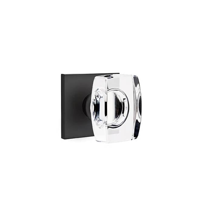 Emtek - Privacy, Square Rosette, Windsor Crystal Knob, US19 - Flat Black