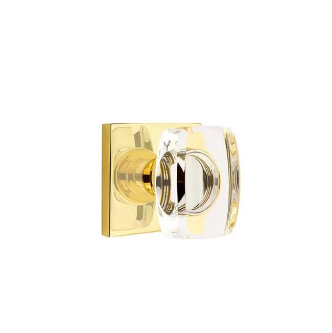 Emtek - Dummy, Square Rosette, Windsor Square Crystal Knob, US3NL - Unlacquered Brass
