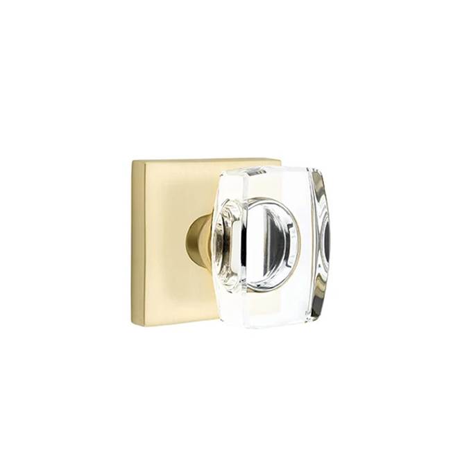 Emtek - Privacy, Square Rosette, Windsor Crystal Knob, US4 - Satin Brass