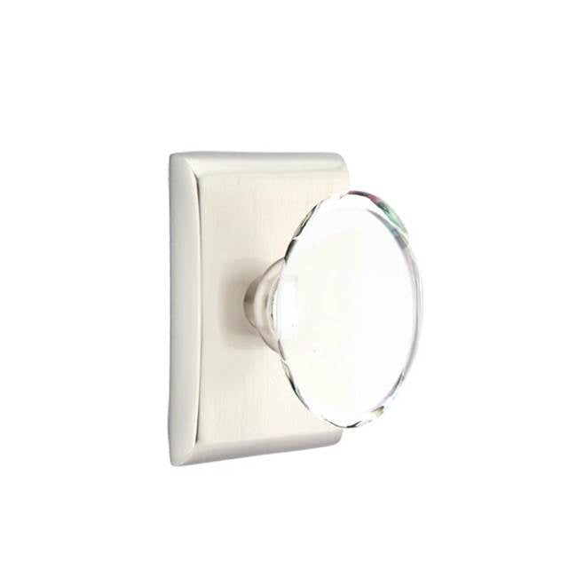 Emtek - Privacy, Neos Rosette, Hampton Crystal Knob, US15 - Satin Nickel