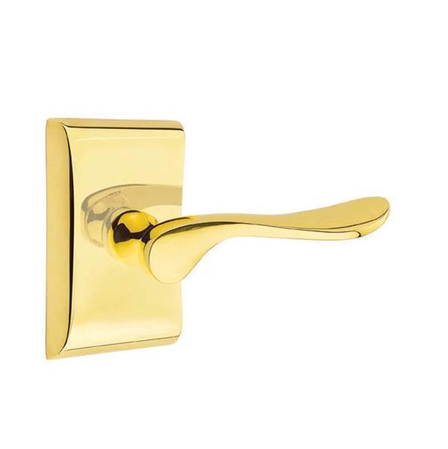 Emtek - Privacy, Neos Rosette, Luzern Lever, RH, US3NL - Unlacquered Brass