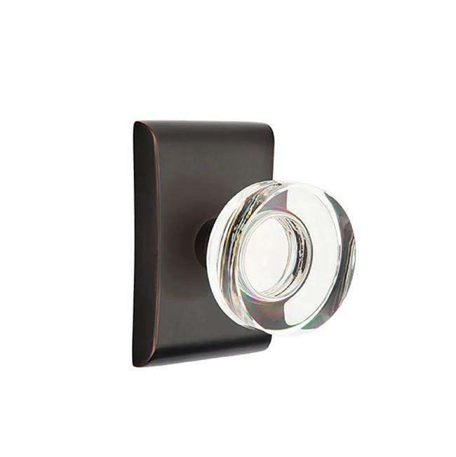 Emtek - Dummy, Neos Rosette, Modern Disc Crystal Knob, US10B - Oil Rubbed Bronze