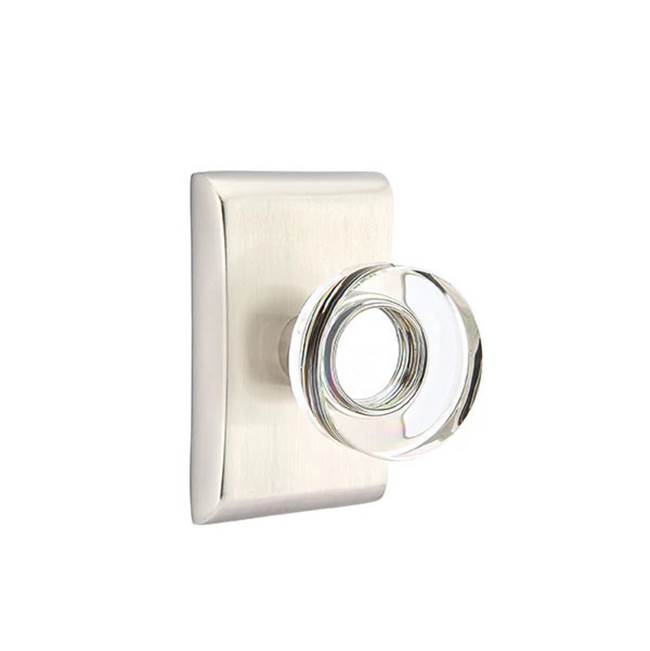 Emtek - Privacy, Neos Rosette, Modern Disc Crystal Knob, US15 - Satin Nickel