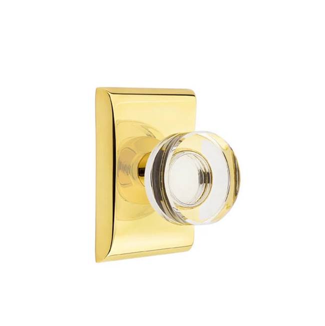 Emtek - Passage, Neos Rosette, Modern Disc Crystal Knob, US3NL - Unlacquered Brass