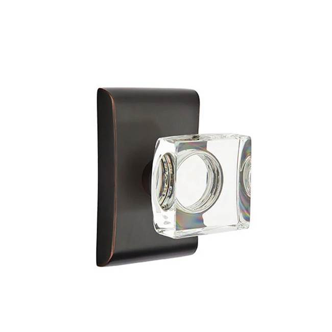 Emtek - Dummy, Neos Rosette, Modern Square Crystal Knob, US10B - Oil Rubbed Bronze