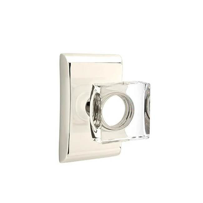 Emtek - Privacy, Neos Rosette, Modern Square Crystal Knob, US14 - Polished Nickel