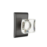 Emtek - Privacy, Neos Rosette, Modern Square Crystal Knob, US19 - Flat Black