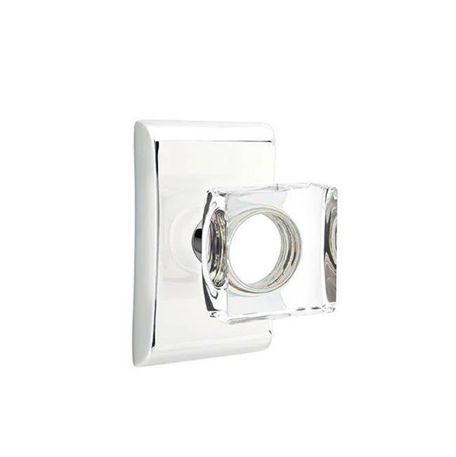Emtek - Privacy, Neos Rosette, Modern Square Crystal Knob, US26 - Polished Chrome