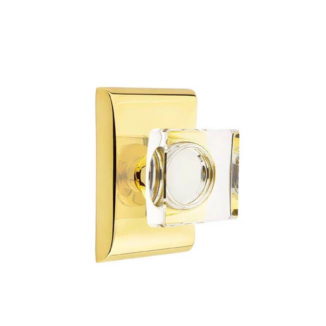 Emtek - Passage, Neos Rosette, Modern Square Crystal Knob, US3NL - Unlacquered Brass