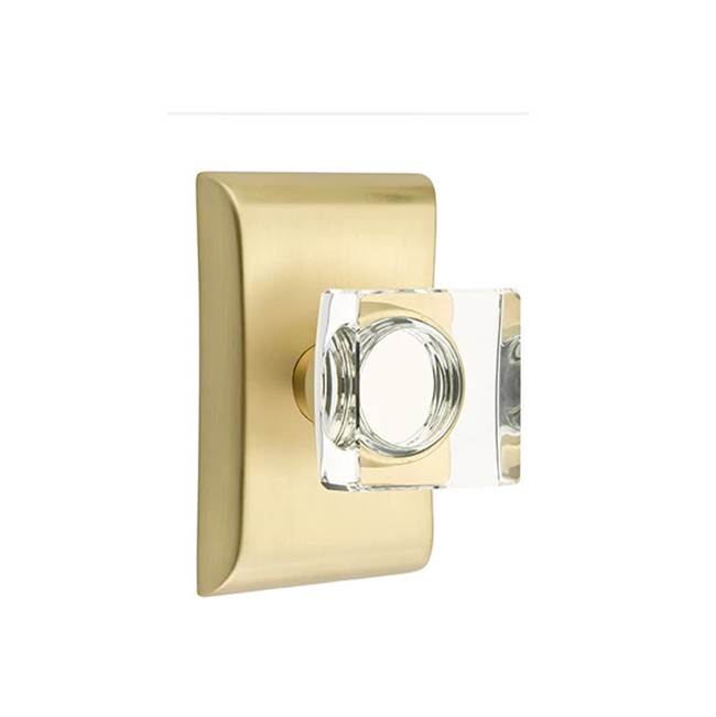 Emtek - Dummy, Neos Rosette, Modern Square Crystal Knob, US4 - Satin Brass