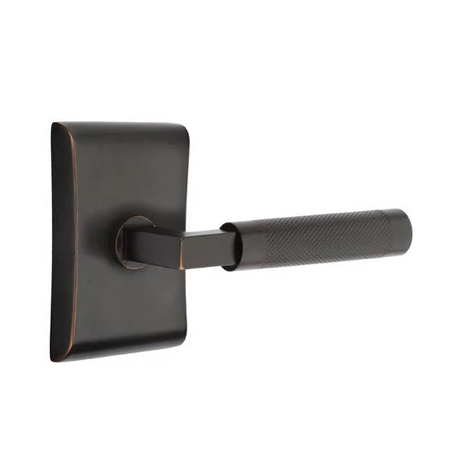 Emtek - Passage, Neos Rosette US10B, L-Square Stem US10B, Knurled Handle US10B LH - Oil Rubbed Bronze