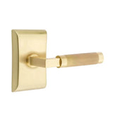 Emtek - Privacy, Neos Rosette US4, L-Square Stem US4, Knurled Handle US4 LH - Satin Brass
